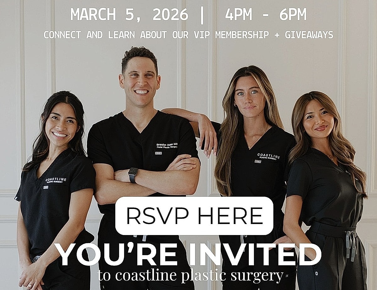 Plastic surgery event invitation with professionals.